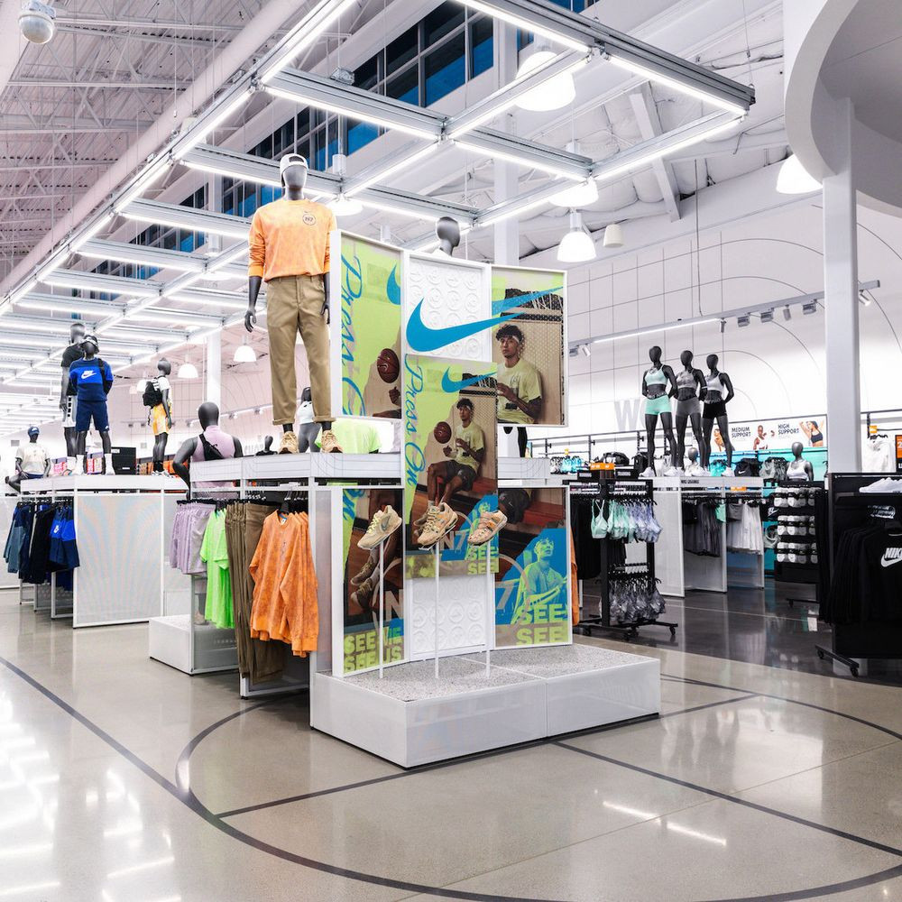 Nike shopping display and athletic apparel inside the store